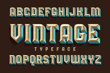 Vintage beveled typeface with volume gradient effect