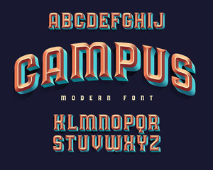 Modern extruded font named "Campus"