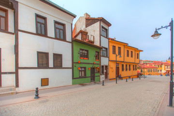 Fototapeta na wymiar Historical Homes and street Odunpazari - Eskisehir
