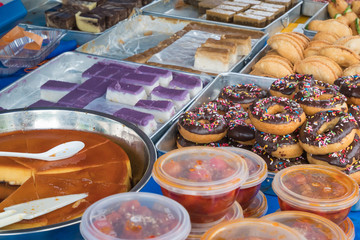 Various types of snacks selling in Ramadan bazaar Malaysia.