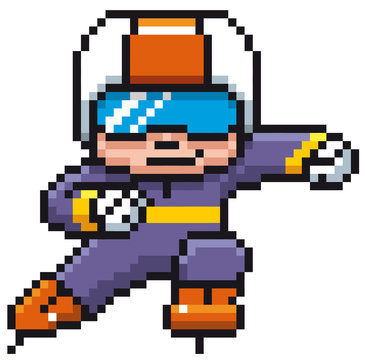 Vector illustration of Cartoon Ice skating player - Pixel design