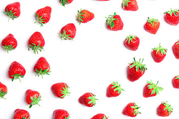 Composition with ripe red strawberries on light background