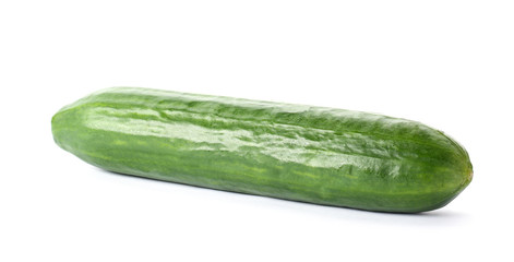 Fresh green cucumber on white background