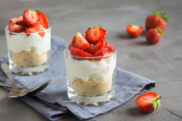 Strawberry cheesecake in glasses