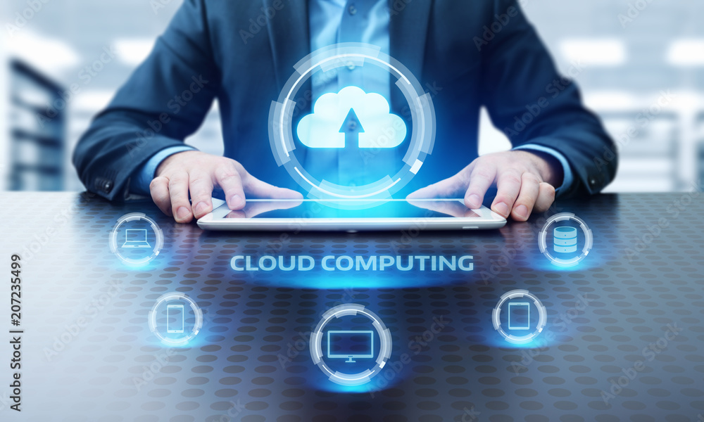 Poster cloud computing technology internet storage network concept