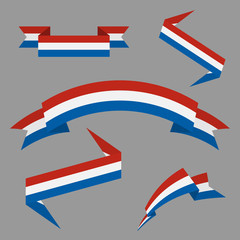Flag of Dutch. Flat ribbons set. Design elements. Vector Illustration.