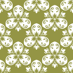 Olive green floral seamless pattern