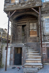 Fototapeta na wymiar Istanbul, Turkey, 22 April 2006: Old Zeyrek Wooden Houses in the Fatih district of Istanbul.