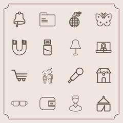 Modern, simple vector icon set with estate, personal, mic, retail, file, human, avatar, karaoke, travel, finance, audio, development, success, architecture, office, paper, sound, growth, cash icons