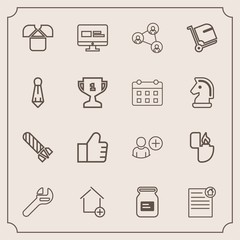 Modern, simple vector icon set with equipment, can, flame, luggage, add, object, container, home, technology, bomb, house, metal, explosion, estate, power, concept, real, search, aluminum, white icons