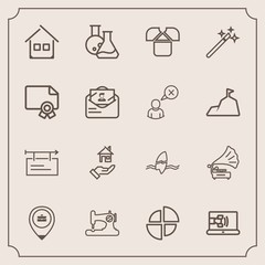 Modern, simple vector icon set with home, property, sewing, blank, tool, communication, architecture, call, building, chart, surfing, vintage, record, job, music, banner, laboratory, equipment icons