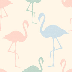 Seamless pattern flamingo standing on pastel background.printing wallpaper.vector illustration