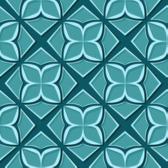 Seamless floral pattern. Blue green 3d designs