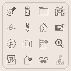 Modern, simple vector icon set with architecture, building, retail, music, web, account, concept, office, supermarket, checklist, flipper, travel, string, airport, sea, landlord, sport, summer icons