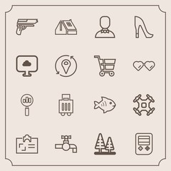 Modern, simple vector icon set with tree, control, landscape, house, id, roof, helicopter, arrow, sea, identity, drone, find, bag, technology, gun, pistol, construction, bathroom, seafood, fish icons