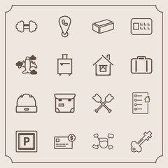 Modern, simple vector icon set with male, vehicle, professional, paddle, gym, real, transport, location, exercise, man, street, balance, fashion, people, cap, contract, head, old, boy, sport icons