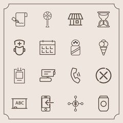 Modern, simple vector icon set with transfer, house, no, finance, phone, list, record, cell, ventilator, tv, blackboard, container, badge, electric, label, home, tin, cancel, estate, board, view icons