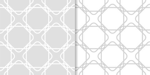 Naklejka premium Light gray geometric ornaments. Set of seamless patterns