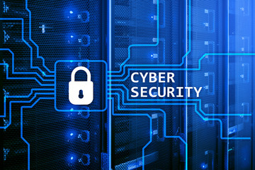 Cyber security, information privacy and data protection concept on server room background.?