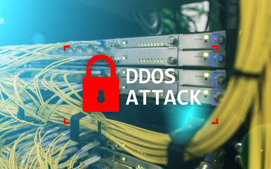 DDOS attack, cyber protection. virus detect. Internet and technology concept.