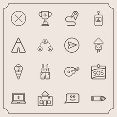 Modern, simple vector icon set with medieval, bullet, musical, victory, weapon, food, clothing, gun, chat, winner, tower, computer, laptop, label, location, smile, military, sos, road, screen icons