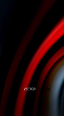 Fluid rainbow colors on black background, vector wave lines and swirls