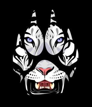 muzzle of a tiger in a paw print