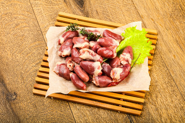Raw chicken hearts
