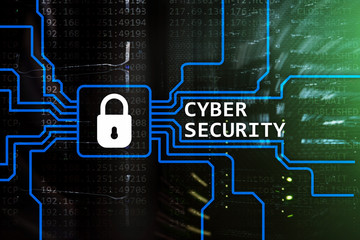 Cyber security, information privacy and data protection concept on server room background.?