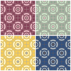 Set of colored seamless backgrounds with geometric patterns