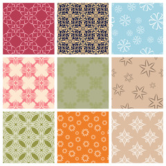 Floral seamless pattern. Colored set with flower elements.
