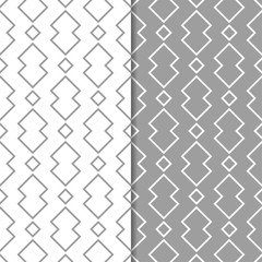 Gray and white geometric prints. Set of seamless patterns