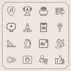 Modern, simple vector icon set with first, chess, hand, bottle, good, achievement, drink, estate, chessboard, musical, building, wallet, online, guitar, action, place, business, technology, game icons