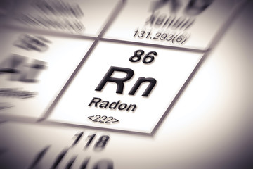 Radon gas - concept image with periodic table of the elements