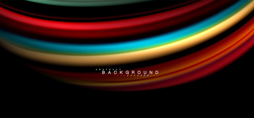 Multicolored wave lines on black background design