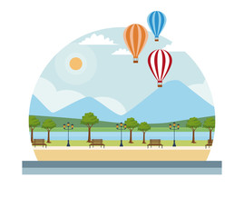 Empty nature park scenery at sunny day vector illustration graphic design