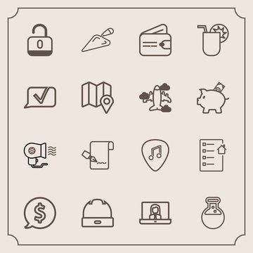 Modern, simple vector icon set with paper, cap, white, security, guitar, lock, real, hair, unlock, estate, female, protection, label, laboratory, fashion, electric, price, list, circle, frame icons