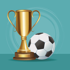 Soccer trophy cup and ball vector illustration graphic design