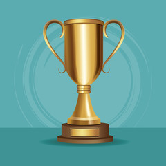 Gold trophy cup isolated vector illustration graphic design