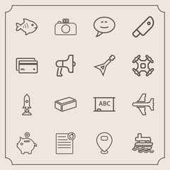 Modern, simple vector icon set with map, sea, white, airplane, sign, ship, photography, estate, money, material, document, speech, plane, chat, vessel, black, real, bank, camera, food, craft icons