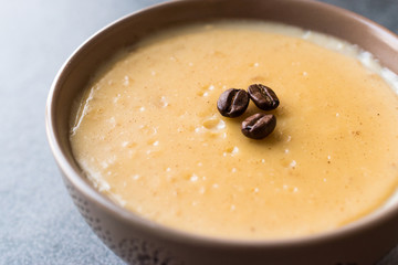 Turkish Coffee Pudding with Coffee Beans Served in Bowls Ready to Eat.