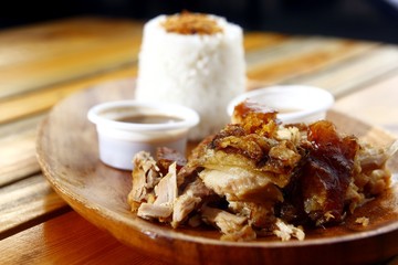 Chopped roasted pork or pig and garlic rice