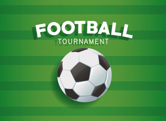 Football tournament banner with ball over green background vector illustration graphic design
