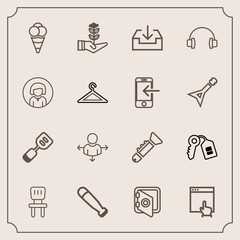 Modern, simple vector icon set with safety, mouse, tool, comfortable, wood, baseball, sport, jazz, road, key, house, interior, door, home, seedling, web, travel, equipment, kitchen, direction icons