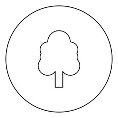 Tree black icon outline  in circle image