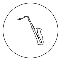 Saxophone black icon outline  in circle image