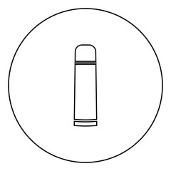 Thermos or vacuum flask black icon outline  in circle image
