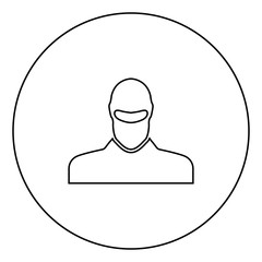 Man in balaclava or pasamontanas black icon outline  in circle image