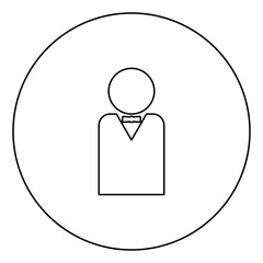 Man with bow tie black icon outline  in circle image