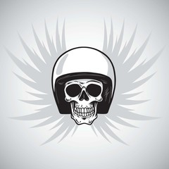 Vintage Biker Skull with Helmet and Wings